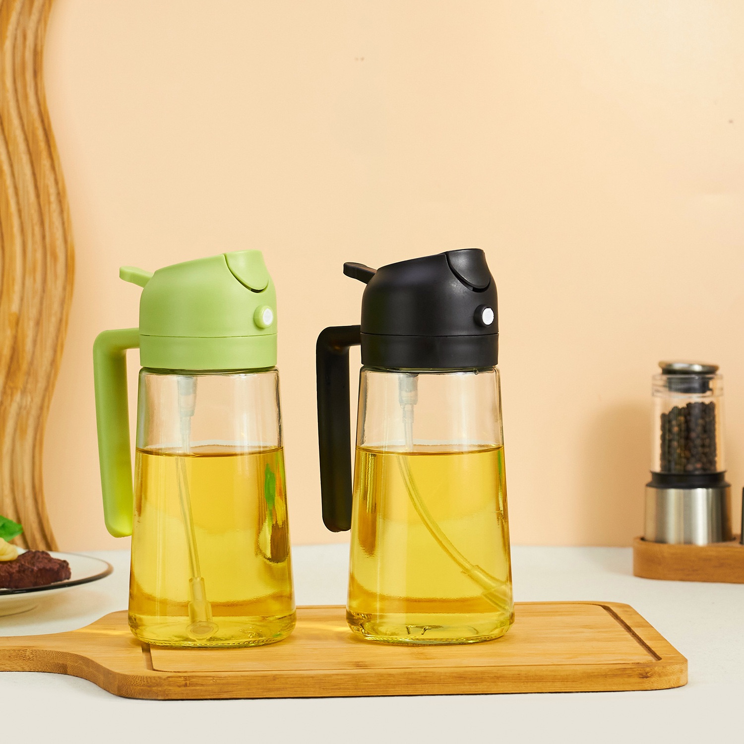 Oil Dispenser For Kitchen Oil Sprayer For Cooking 2 in 1 Oil Dispenser and Oil Sprayer Olive Oil Sprayer 16ozPremium Glass Oil Bottle, Food-grade Oil Mister for Air Fryer,Frying,Salad, BBQ