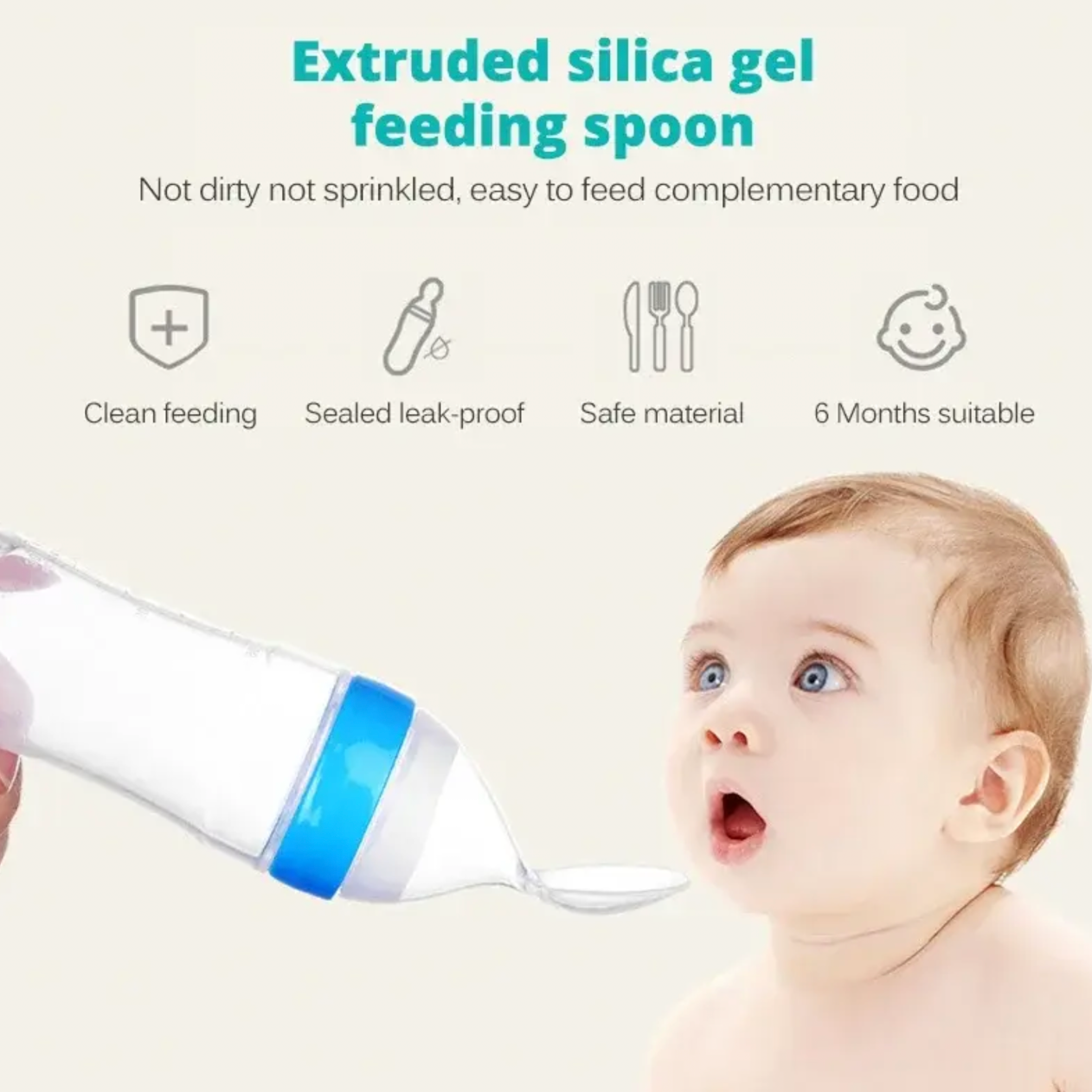 90ml Baby Squeezing Feeding Spoon Silicone Feeding Bottle Training Spoon Infant Cereal Food Spoon