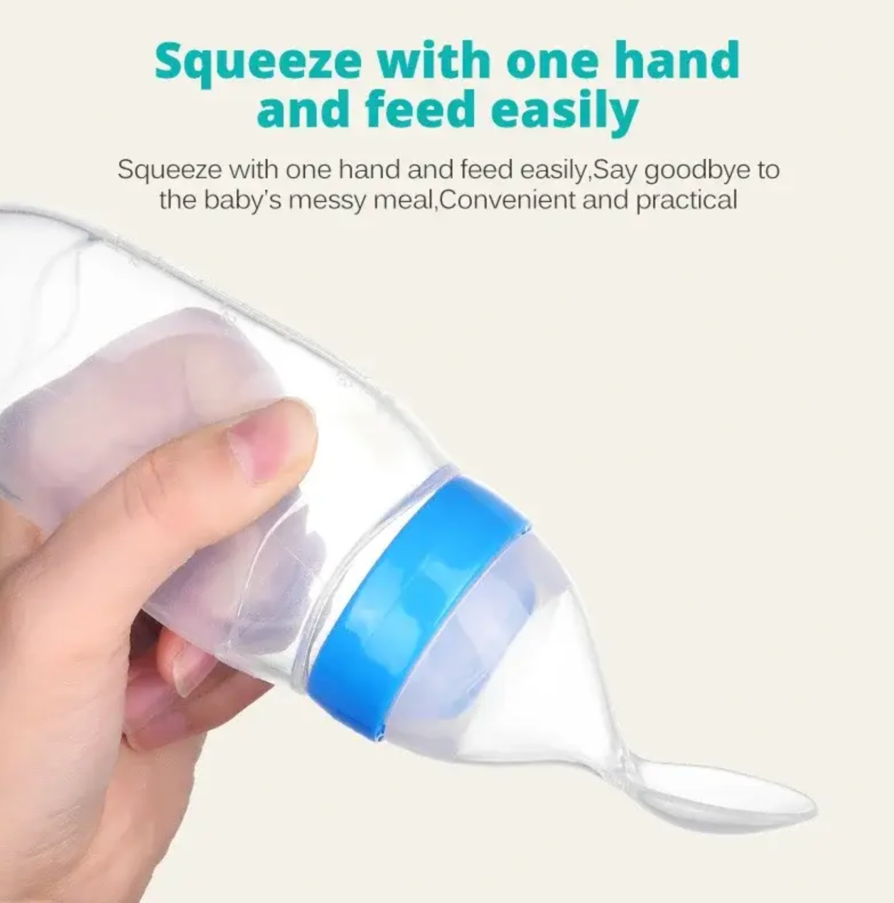90ml Baby Squeezing Feeding Spoon Silicone Feeding Bottle Training Spoon Infant Cereal Food Spoon