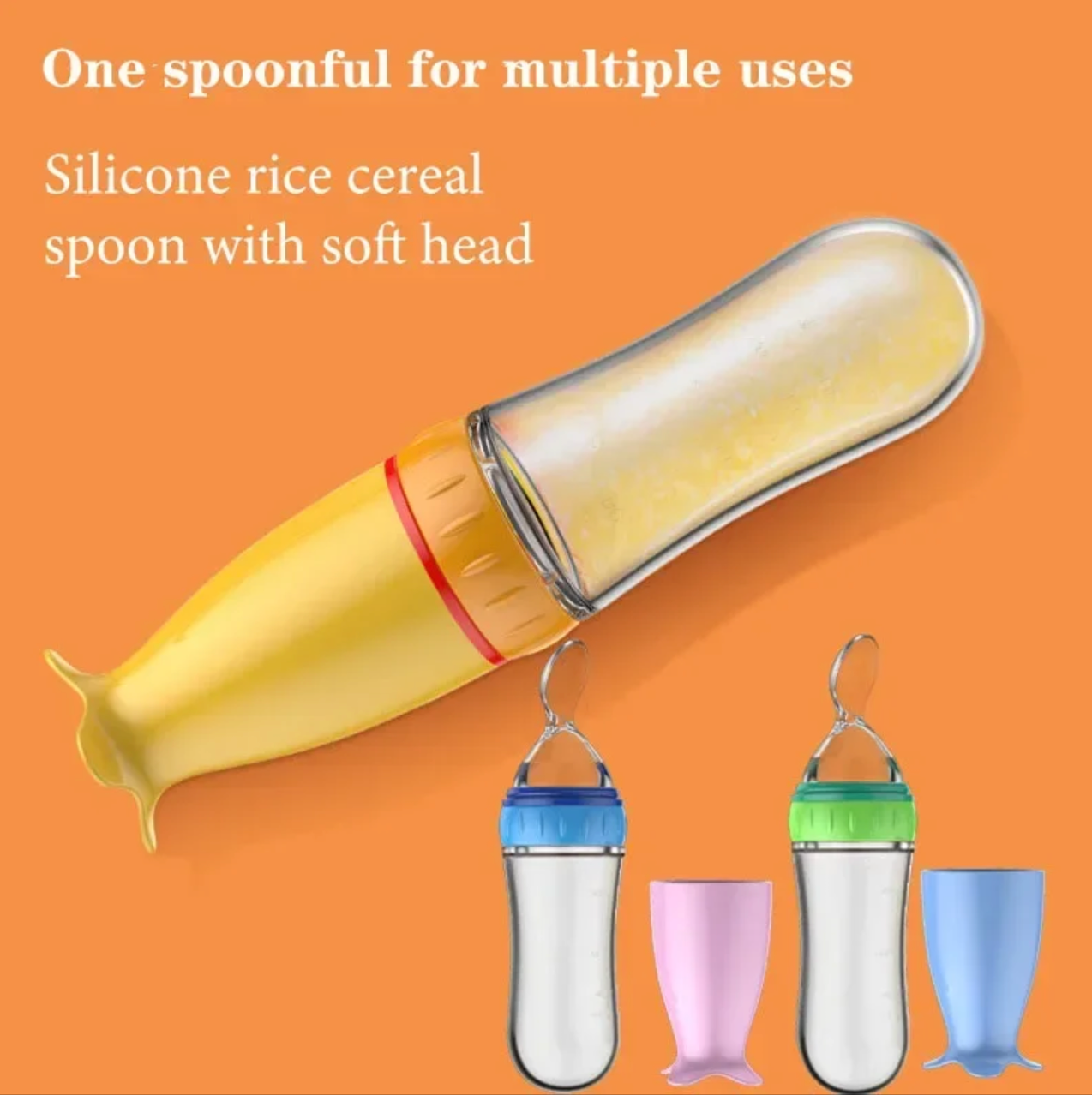 90ml Baby Squeezing Feeding Spoon Silicone Feeding Bottle Training Spoon Infant Cereal Food Spoon