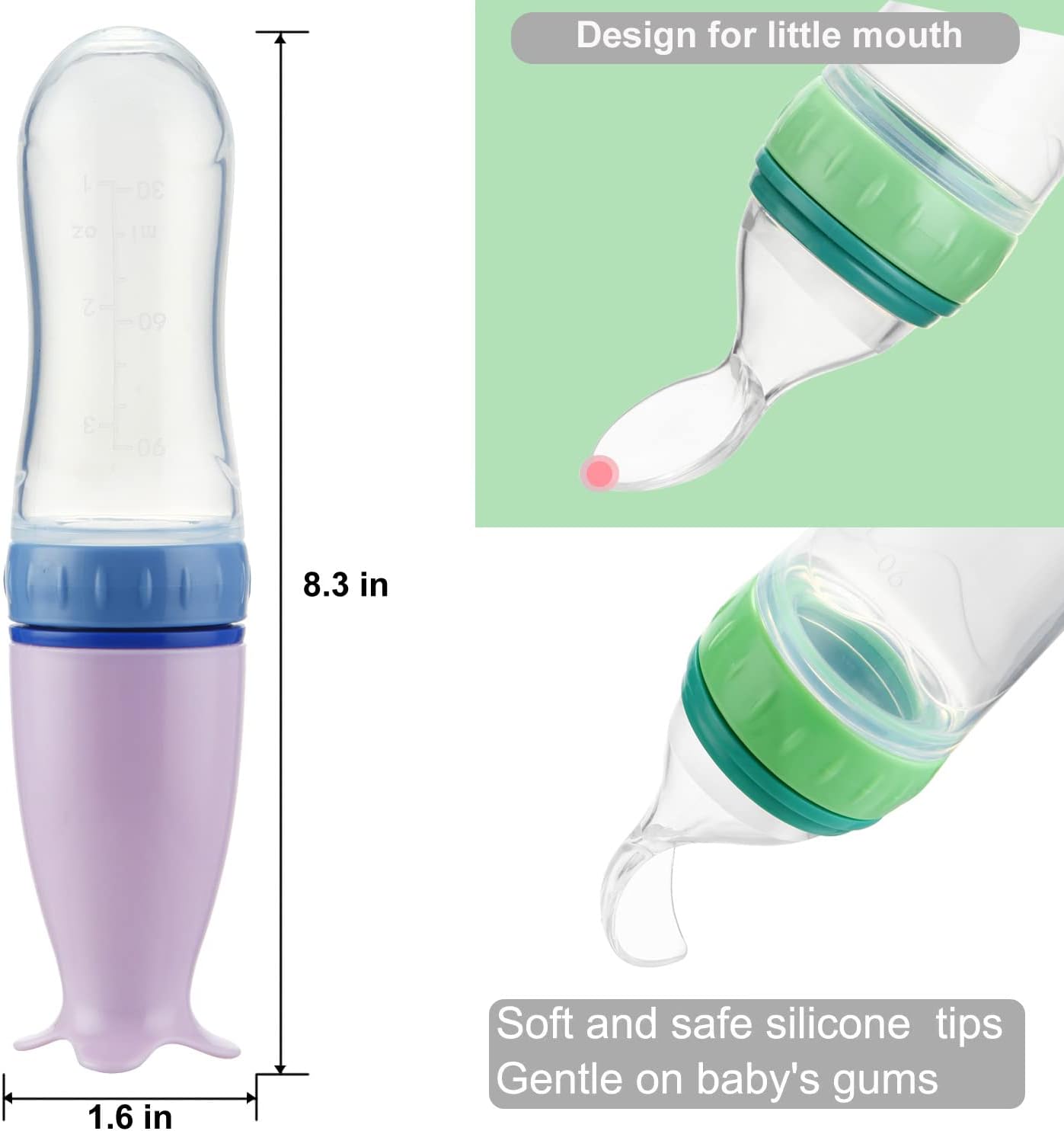 90ml Baby Squeezing Feeding Spoon Silicone Feeding Bottle Training Spoon Infant Cereal Food Spoon