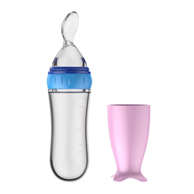 90ml Baby Squeezing Feeding Spoon Silicone Feeding Bottle Training Spoon Infant Cereal Food Spoon