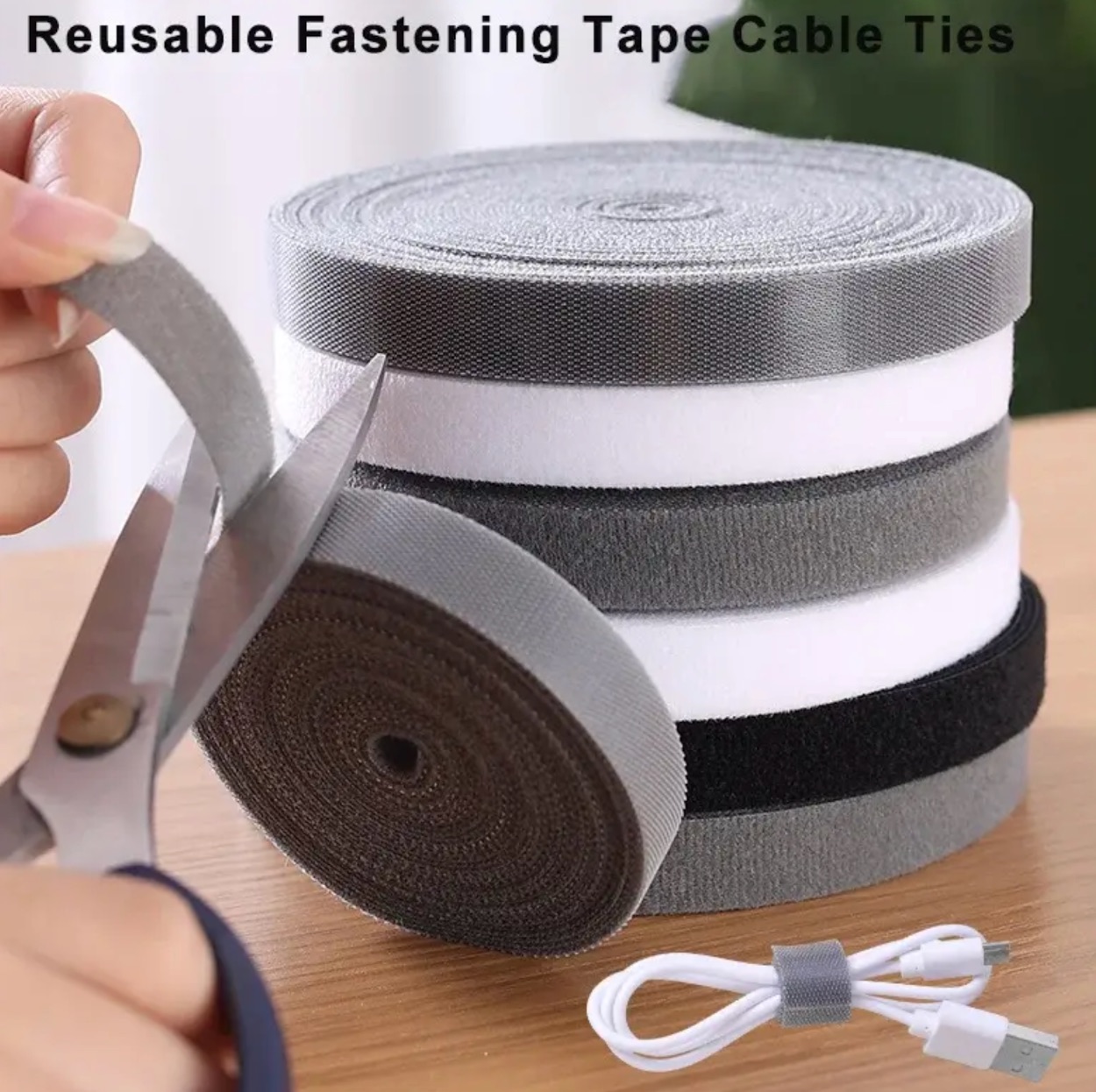 5Meter/Roll Reusable Fastening Tape Cable Ties 12mm Double Side Hook and Loop Straps Cable Wire Management Tape