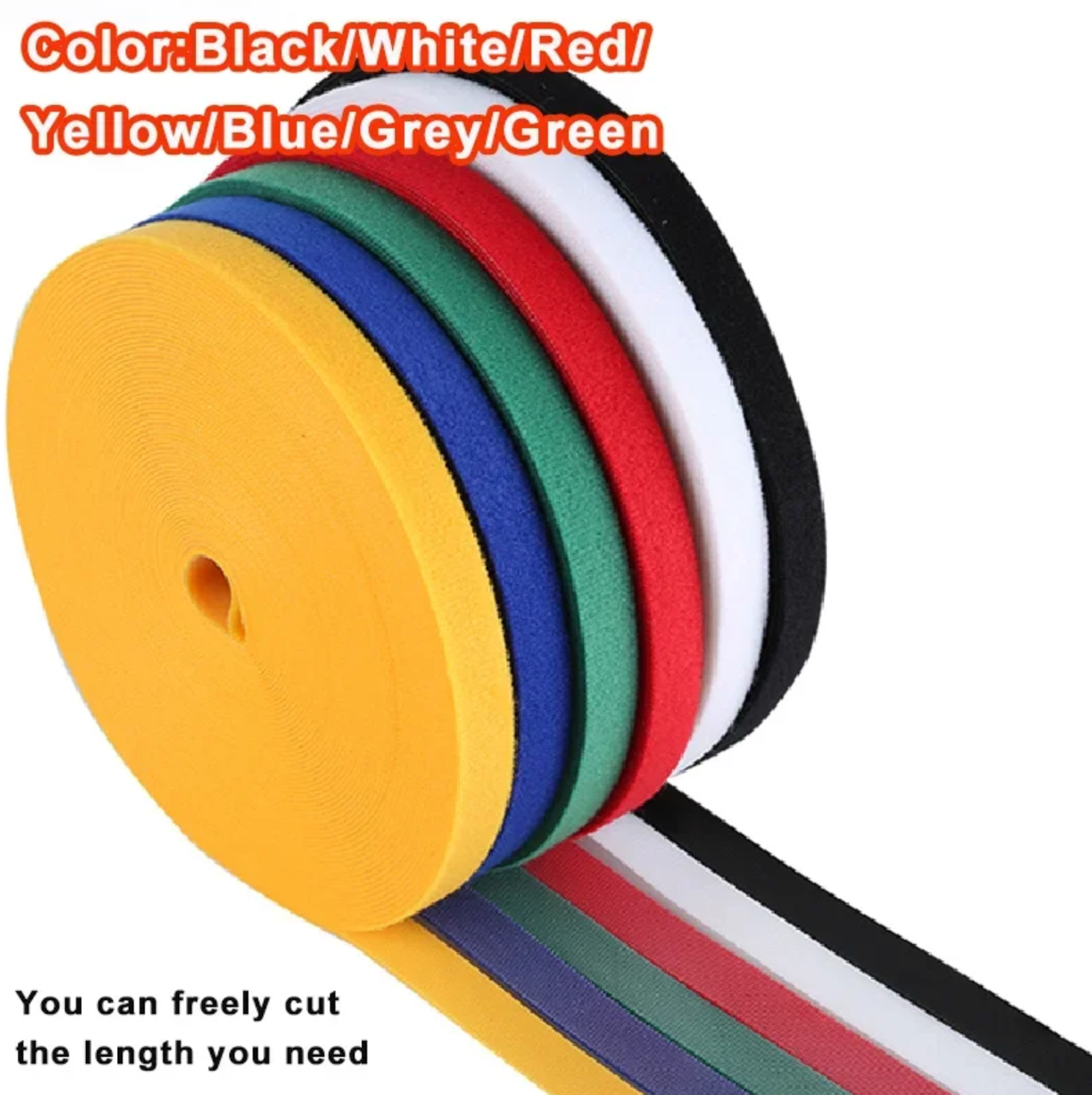 5Meter/Roll Reusable Fastening Tape Cable Ties 12mm Double Side Hook and Loop Straps Cable Wire Management Tape