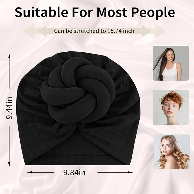 Women Turbans and Head Wraps, Women African Turban Flower Knot Pre-Tied Bonnet Beanie Cap Headwrap