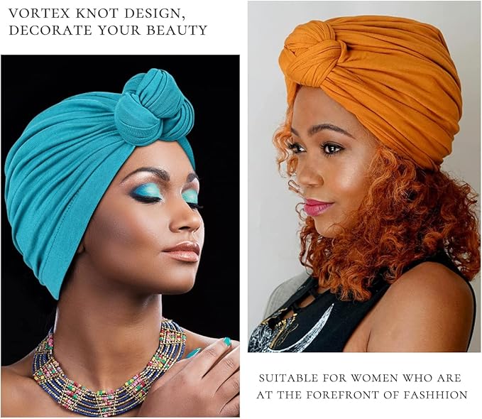 Women Turbans and Head Wraps, Skull-Caps, African Turban Flower Knot Pre-Tied Bonnet Beanie Cap for Women