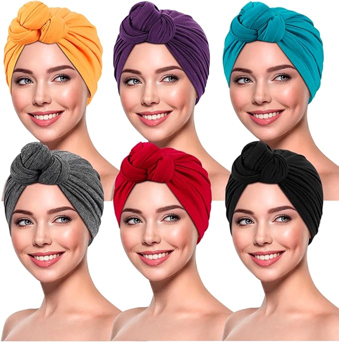 Women Turbans and Head Wraps, Skull-Caps, African Turban Flower Knot Pre-Tied Bonnet Beanie Cap for Women