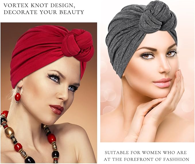Women Turbans and Head Wraps, Skull-Caps, African Turban Flower Knot Pre-Tied Bonnet Beanie Cap for Women