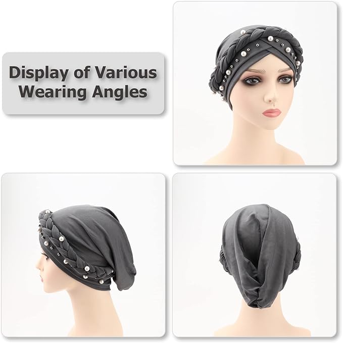Turbans for Women African Pre-Tied Head Scarf for Women's Hair Wraps Cover Beanie Cap Cancer Chemo Headwear for Women