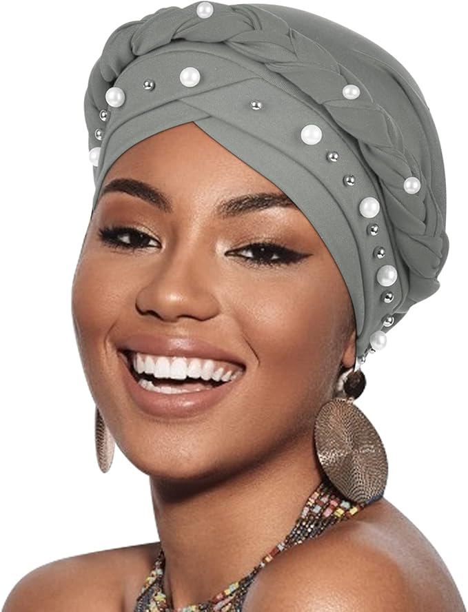 Turbans for Women African Pre-Tied Head Scarf for Women's Hair Wraps Cover Beanie Cap Cancer Chemo Headwear for Women