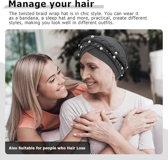 Turbans for Women African Pre-Tied Head Scarf for Women's Hair Wraps Cover Beanie Cap Cancer Chemo Headwear for Women