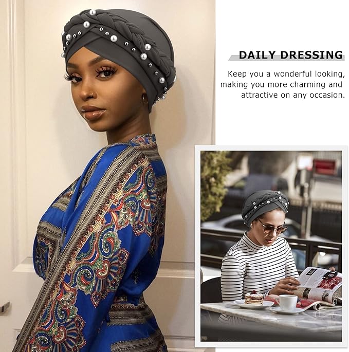 Turbans for Women African Pre-Tied Head Scarf for Women's Hair Wraps Cover Beanie Cap Cancer Chemo Headwear for Women