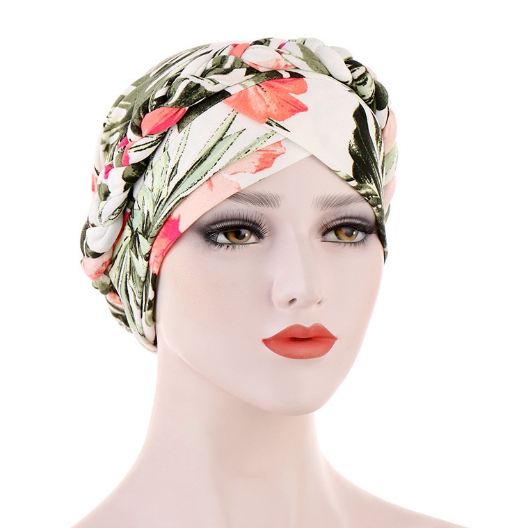 Woeoe African Turban Head Wrap Pink Pattern Head Scarf Soft Flower Print Head Cover Cap Headwear for Women and Girls