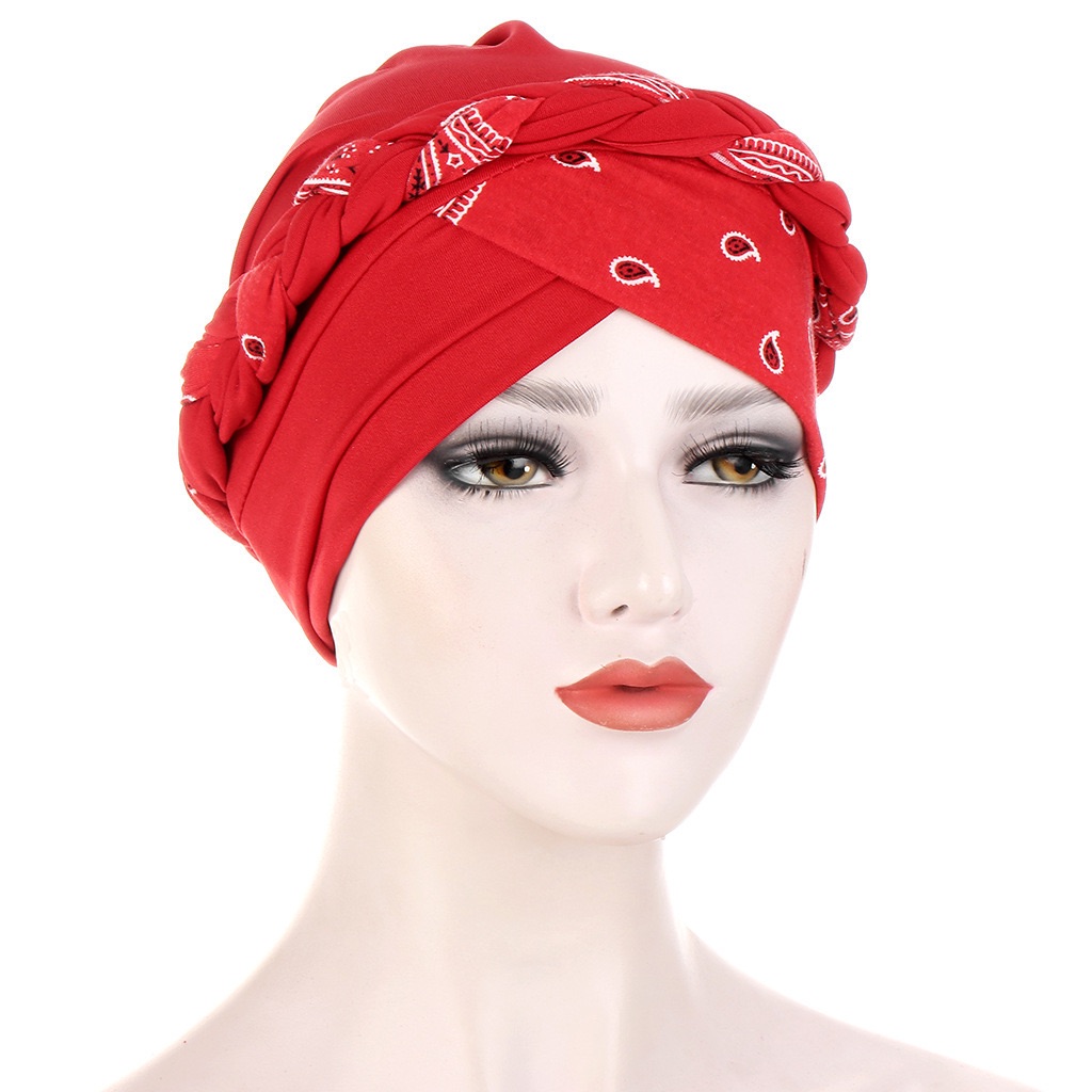Woeoe African Turban Head Wrap Pink Pattern Head Scarf Soft Flower Print Head Cover Cap Headwear for Women and Girls