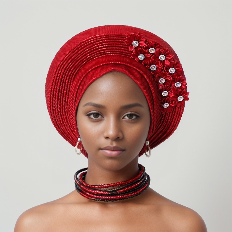 African Headtie Turban Nigerian Wedding Geles Aso Oke Fabric Muslim Headwear Gele Female Head Wraps Sego Headtie Auto Gele