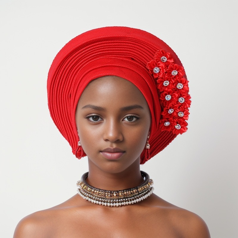 African Headtie Turban Nigerian Wedding Geles Aso Oke Fabric Muslim Headwear Gele Female Head Wraps Sego Headtie Auto Gele