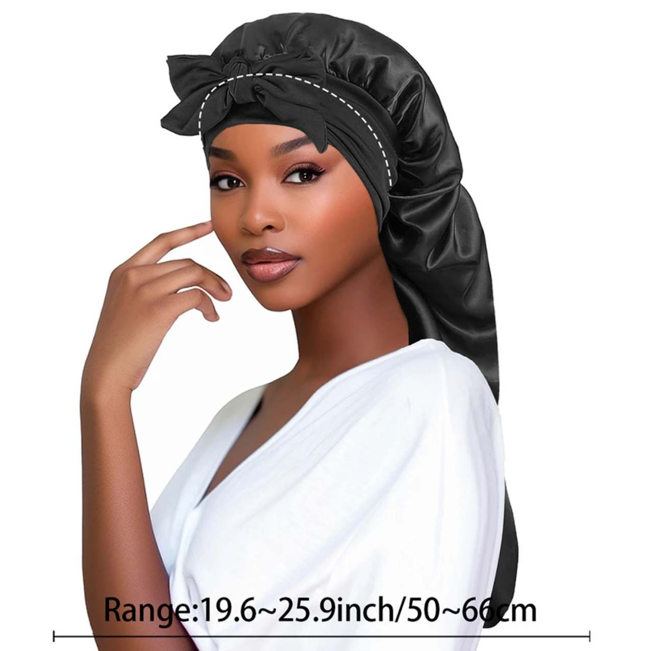 2024 YIQI Enjoy Women Bonnet Satin Sleeping Hat Long Tail Braid Hair Night Sleep Cap Head Cover Bonnets Shower Caps For Sauna Bathing Bonnet