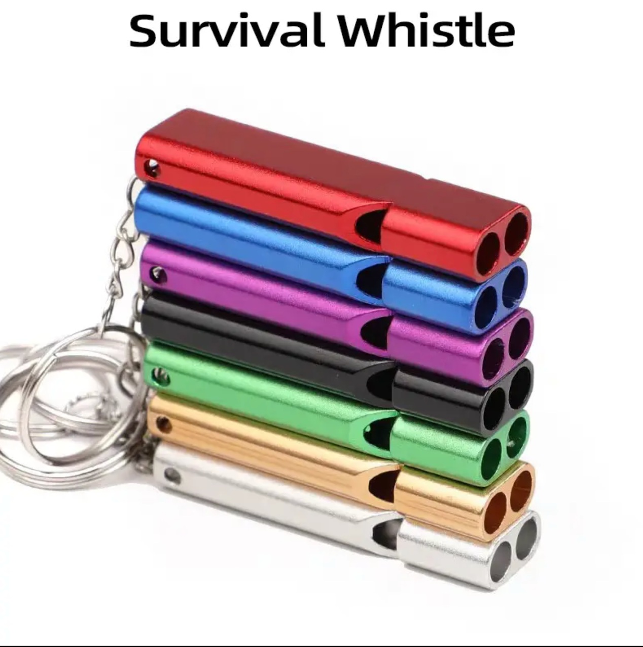 1Pc Survival Whistle Soccer Outdoor High Decibel Portable Flat Aluminum Alloy Dual Frequency Wilderness Emergency Whistle Tool