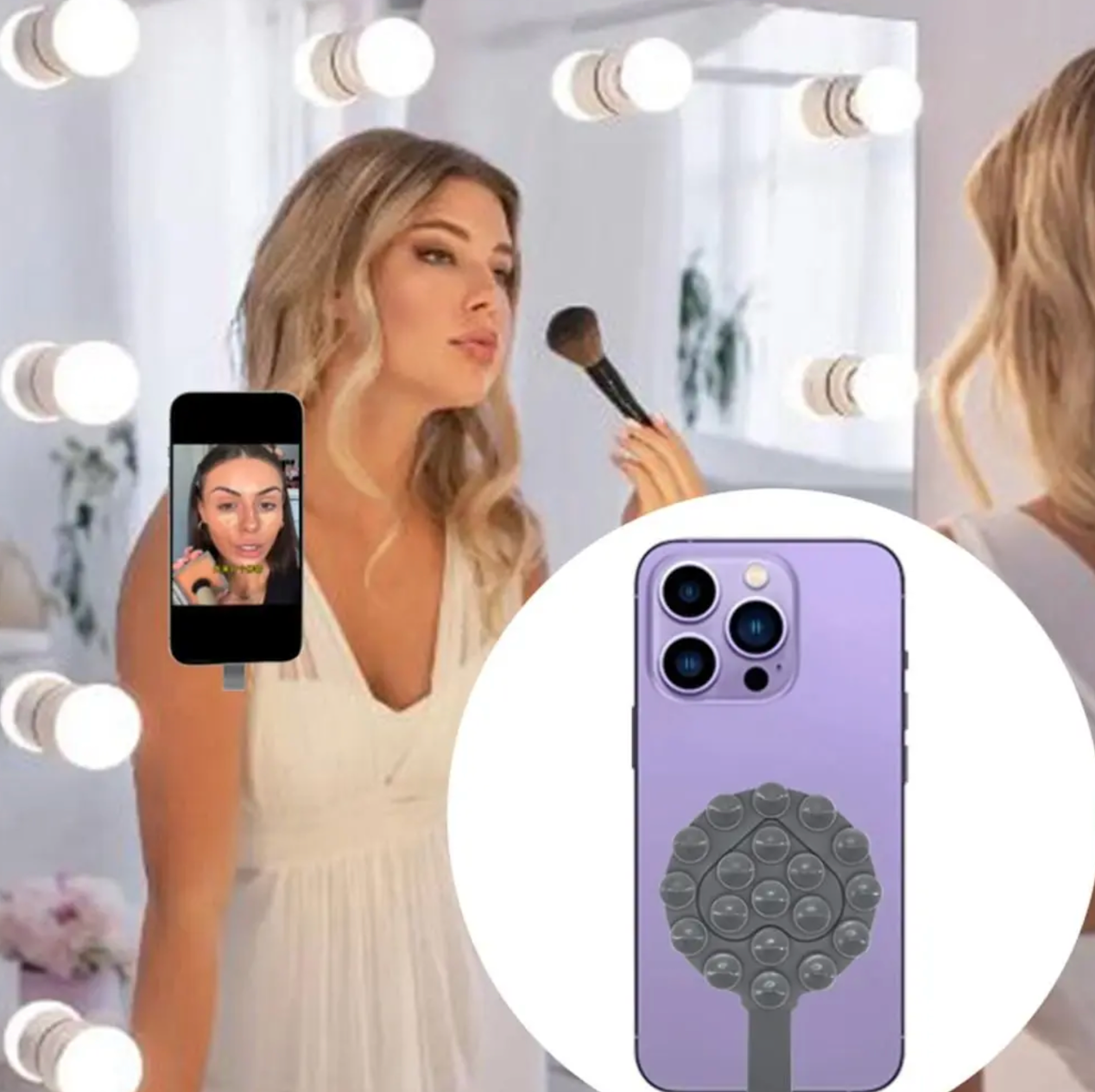 Portable Silicone Suction Cup Mobile Phones Stand Multifunction Double-Sided Anti-Slip Holder Mount Sucker Pad Cellphone Stand