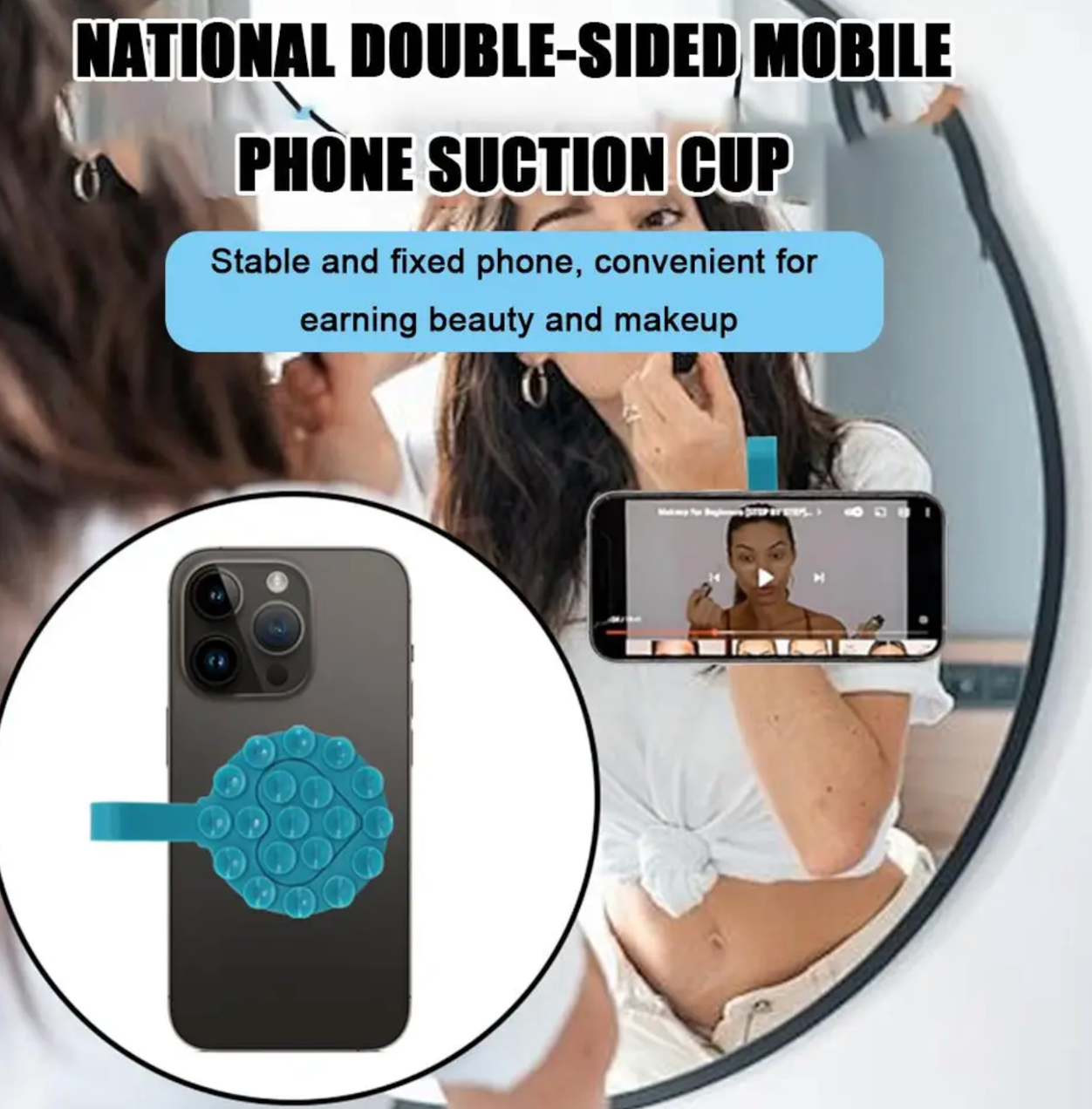 Portable Silicone Suction Cup Mobile Phones Stand Multifunction Double-Sided Anti-Slip Holder Mount Sucker Pad Cellphone Stand