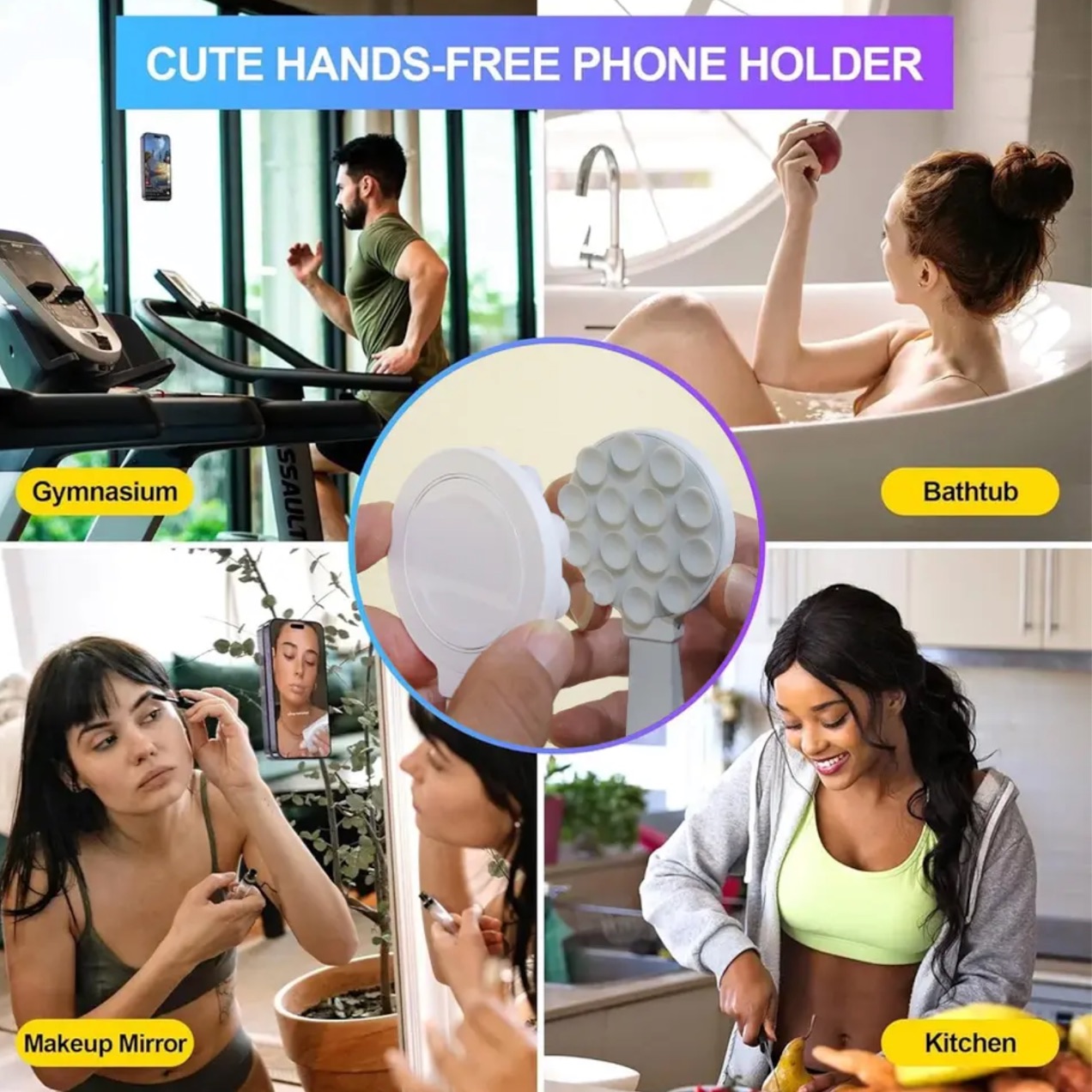 Magnetic Suction Cup Phone Mount on Mirror Shower Silicone Sucker Phone Case Grip Stand Holder For iPhone 15 14 13 12 11 Magsafe