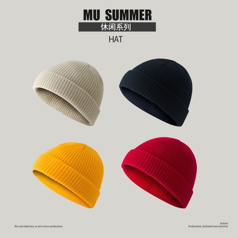2025 New Year  Solid Color Warm Knitted Brimless Hat Men Beanies Winter Autumn Hip Hop Skullcap Street Men Beanie Unisex Melon Cap Women Male