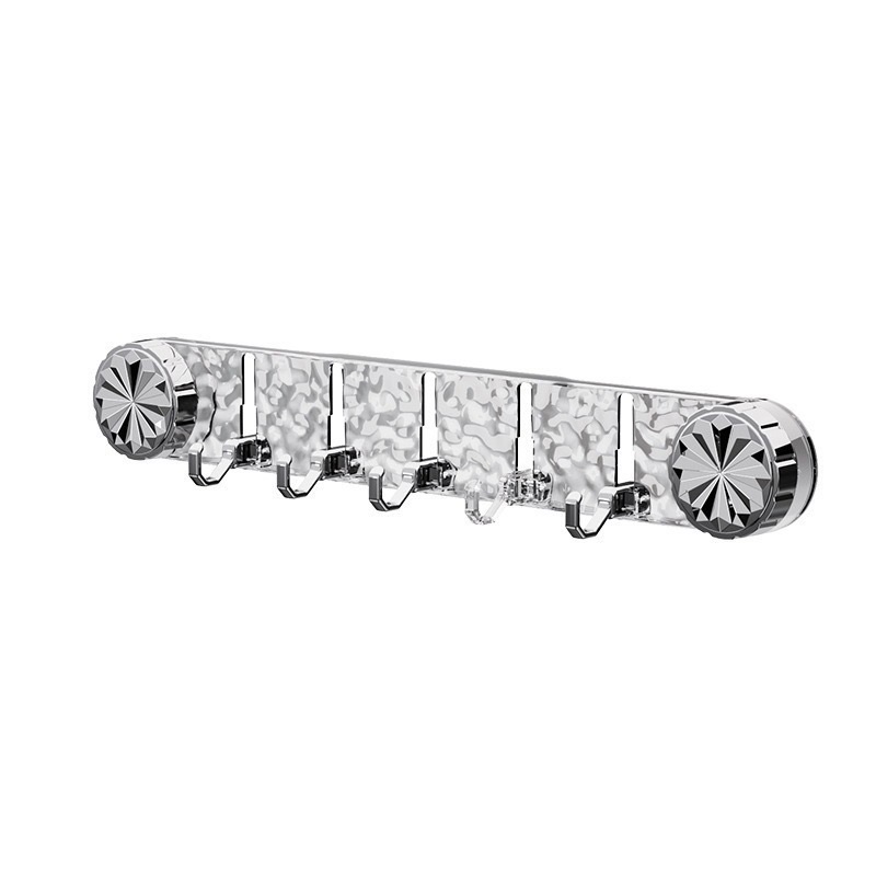 5 Hooks Rotating Suction Cup Hooks Punch-Free Strong Bathroom Towel Rack Shelf Wall Mounted Corrugated Row Hook Wall Hanger