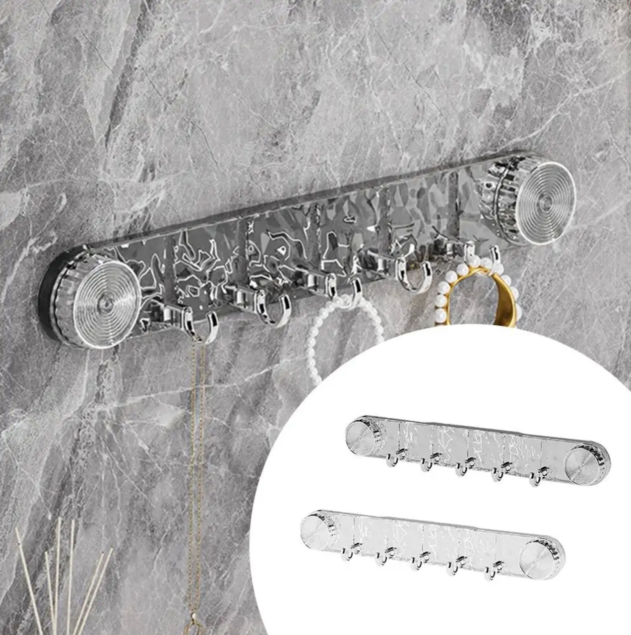 5 Hooks Rotating Suction Cup Hooks Punch-Free Strong Bathroom Towel Rack Shelf Wall Mounted Corrugated Row Hook Wall Hanger