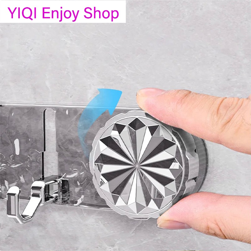 5 Hooks Rotating Suction Cup Hooks Punch-Free Strong Bathroom Towel Rack Shelf Wall Mounted Corrugated Row Hook Wall Hanger