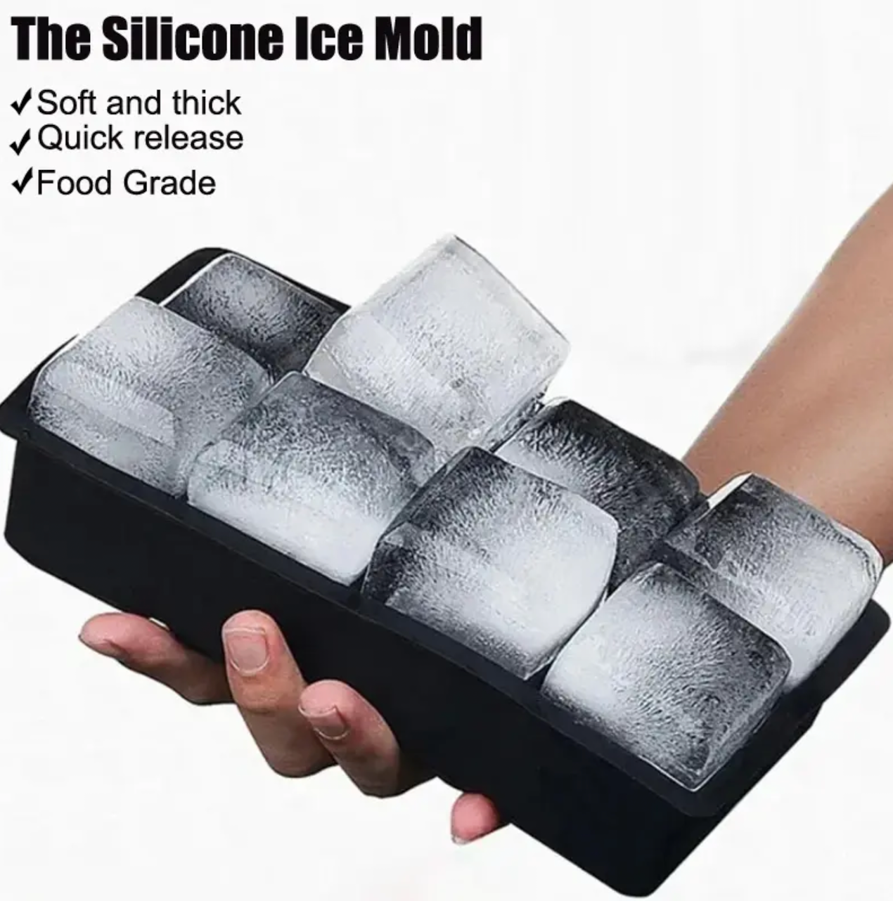 4/6/8 Grids Big Ice Cube Tray Mold Large Silicone Ice Cube Mold DIY Ice Maker Square Tray Mold Bar Pub Wine Ice Blocks Mould