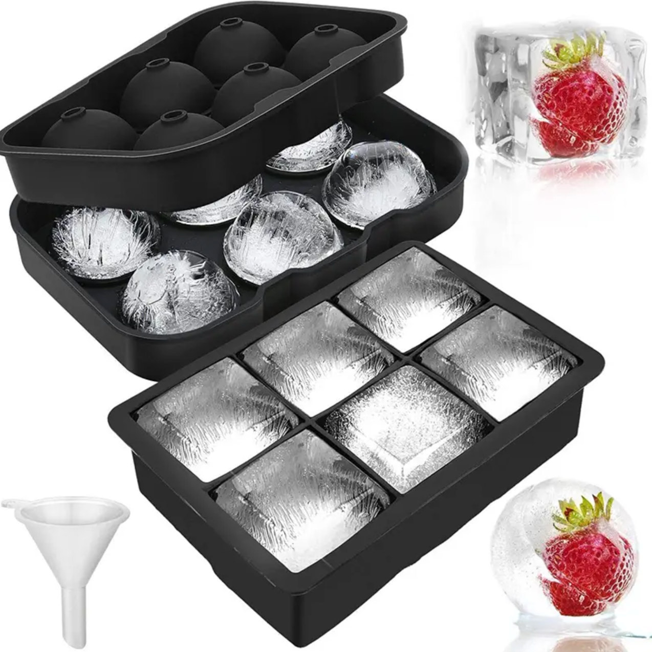 4/6/8 Grids Big Ice Cube Tray Mold Large Silicone Ice Cube Mold DIY Ice Maker Square Tray Mold Bar Pub Wine Ice Blocks Mould