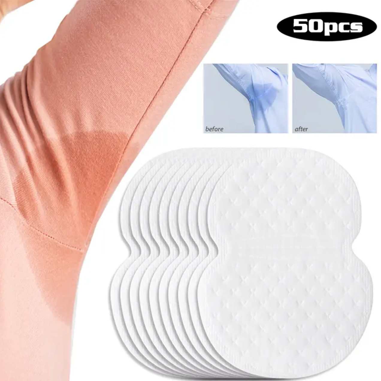 50Pcs Unisex Sweat Pads Summer Deodorants Underarm Anti Perspiration Sweat Pads Disposable Armpit Absorb Sweat Shield Pads