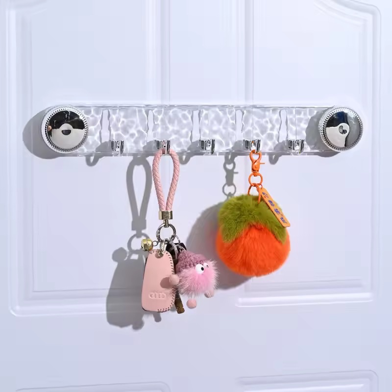 5 Hooks Rotating Suction Cup Hooks Punch-Free Strong Bathroom Towel Rack Shelf Wall Mounted Corrugated Row Hook Wall Hanger