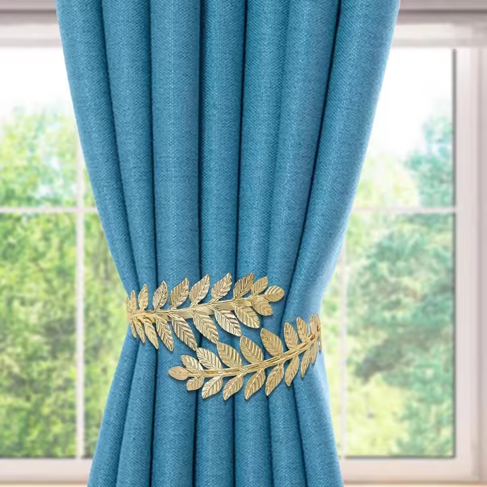 1PC Light Luxury Double Flower Curtain Buckle Gold Silver Curtain Holder Metal Curtain Strap Modern Minimalist Curtain Clip