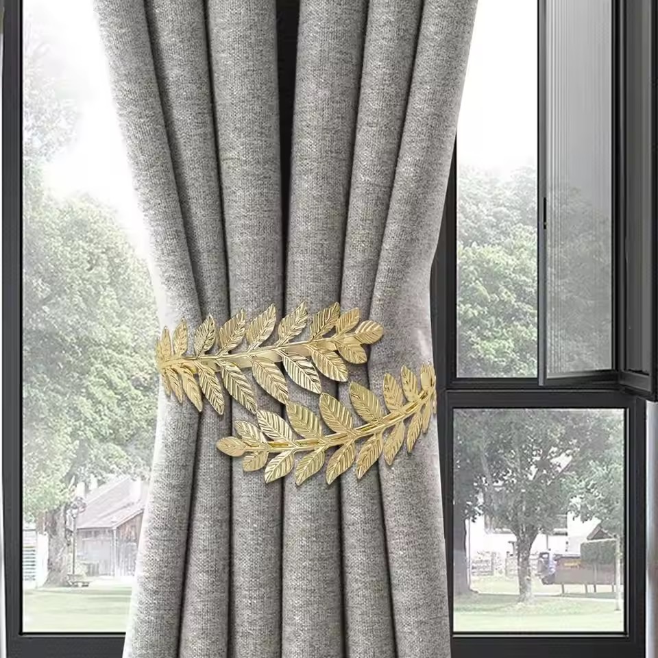 1PC Light Luxury Double Flower Curtain Buckle Gold Silver Curtain Holder Metal Curtain Strap Modern Minimalist Curtain Clip