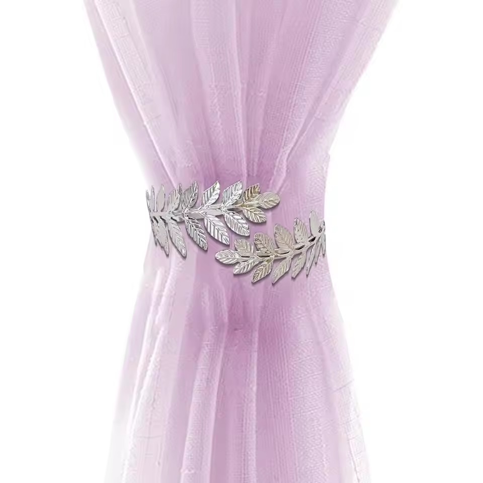 1PC Light Luxury Double Flower Curtain Buckle Gold Silver Curtain Holder Metal Curtain Strap Modern Minimalist Curtain Clip
