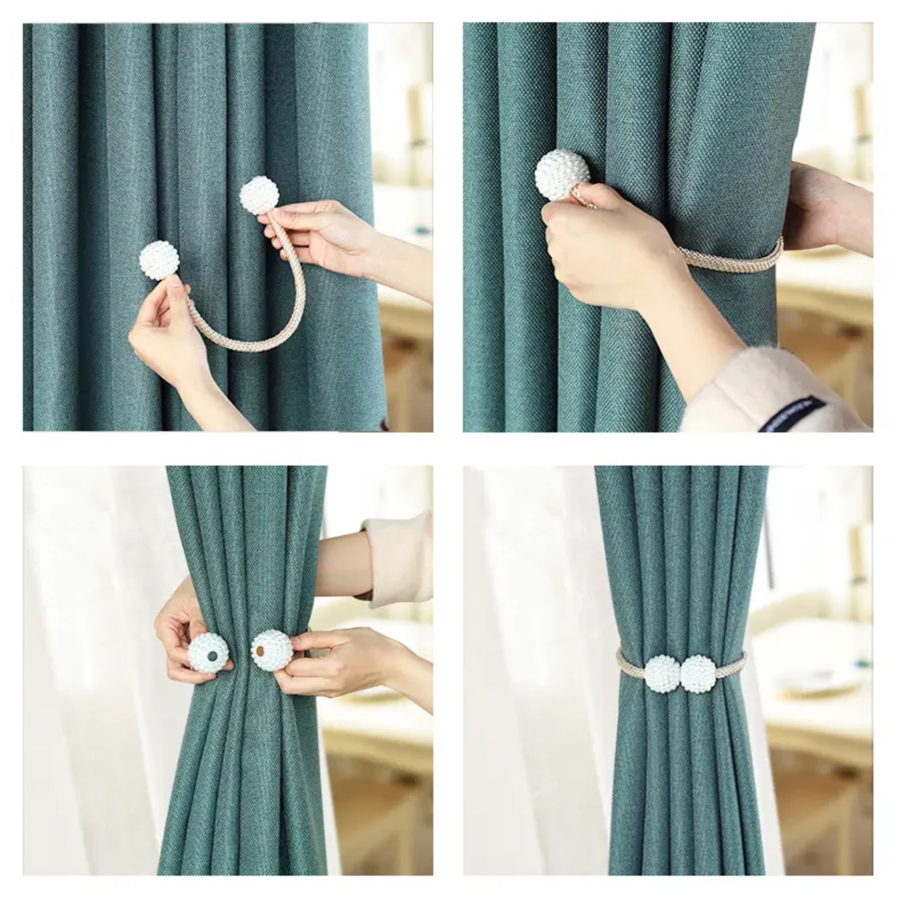 2pcs/set  Magnetic Pearl Curtain Clip Curtain Holders Tieback Buckle Clips Hanging Ball Buckle Tie Back Curtain Accessories Home Decor