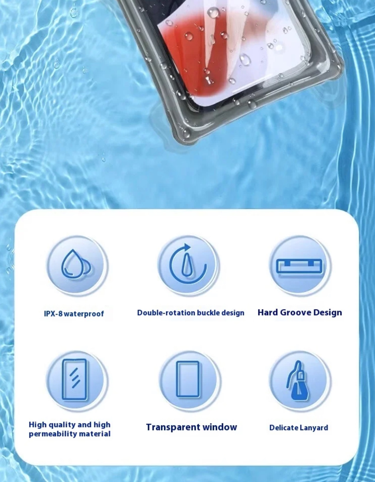 YIQI Enjoy For Phone Waterproof Bag High Permeability Touch Screen Airbag Case Rafting swimming Hot Spring Sealed