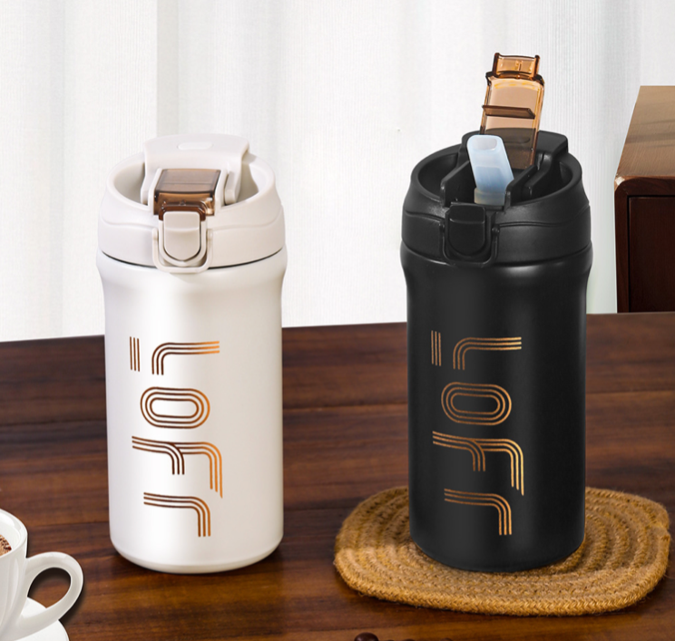 600ml/21OZ Thermal Coffee Mug with Straw Double Wall Insulated Sublimation Tumble Leakproof Water Thermos Portable Coffee Cup