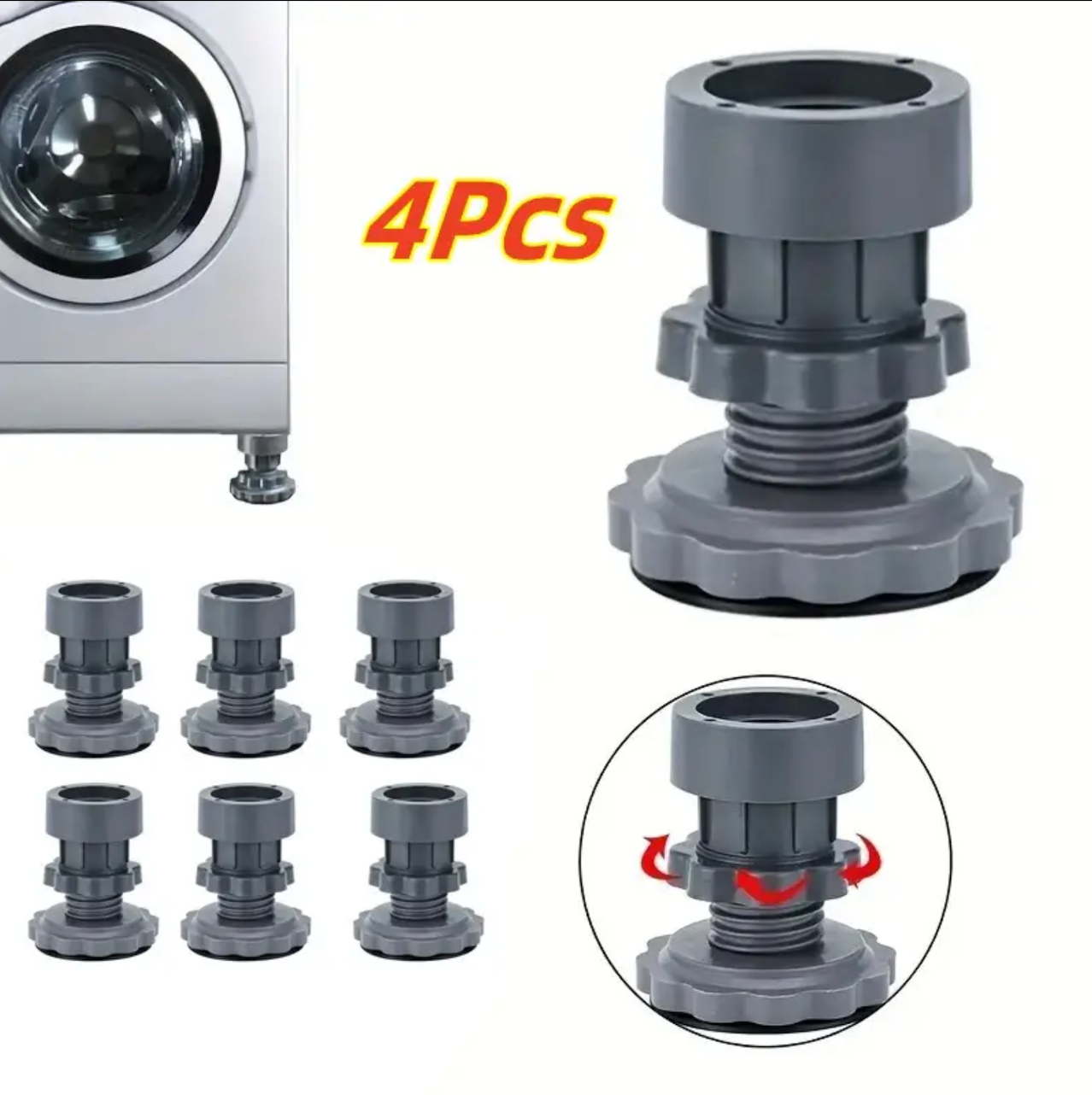 4pc Universal Adjustable Height Washing Machine Foot Pads Silent Skid Raiser Mat Washing Machine Support Dampers Stand Furniture
