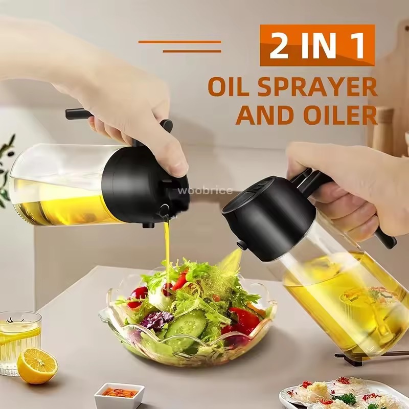 Oil Dispenser For Kitchen Oil Sprayer For Cooking 2 in 1 Oil Dispenser and Oil Sprayer Olive Oil Sprayer 16ozPremium Glass Oil Bottle, Food-grade Oil Mister for Air Fryer,Frying,Salad, BBQ