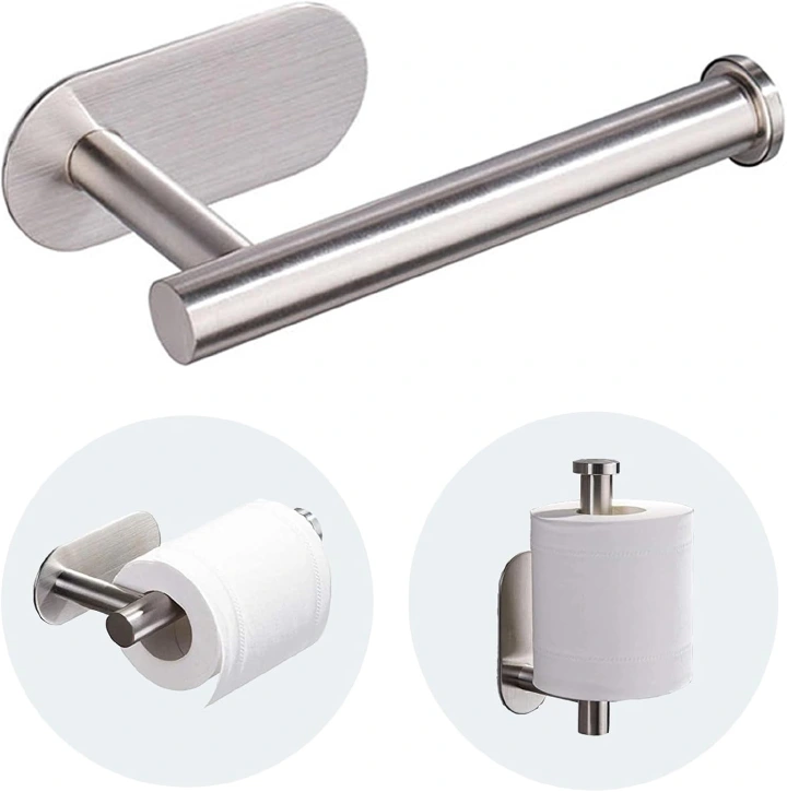 Toilet Paper Holder,Brushed Nickel,Wall Mount, Upgraded Adhesive Toilet Roll Holder,no Drilling,Bathroom/Rv/Washroom,SUS 304 Stainless Steel,Rustproof