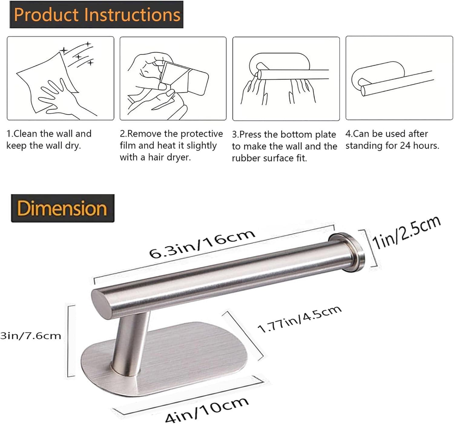 Toilet Paper Holder,Brushed Nickel,Wall Mount, Upgraded Adhesive Toilet Roll Holder,no Drilling,Bathroom/Rv/Washroom,SUS 304 Stainless Steel,Rustproof
