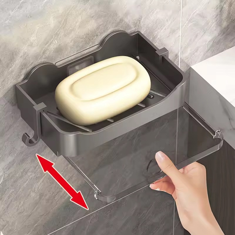 Bathroom Soap Holder Free-Punching Wall Mounted Soap Sponge Holder Organizer Double Drainage Soap Dish Bathroom Accessories