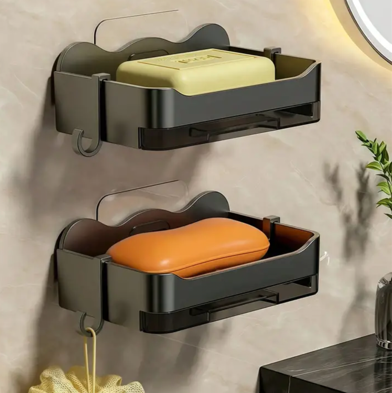 Bathroom Soap Holder Free-Punching Wall Mounted Soap Sponge Holder Organizer Double Drainage Soap Dish Bathroom Accessories