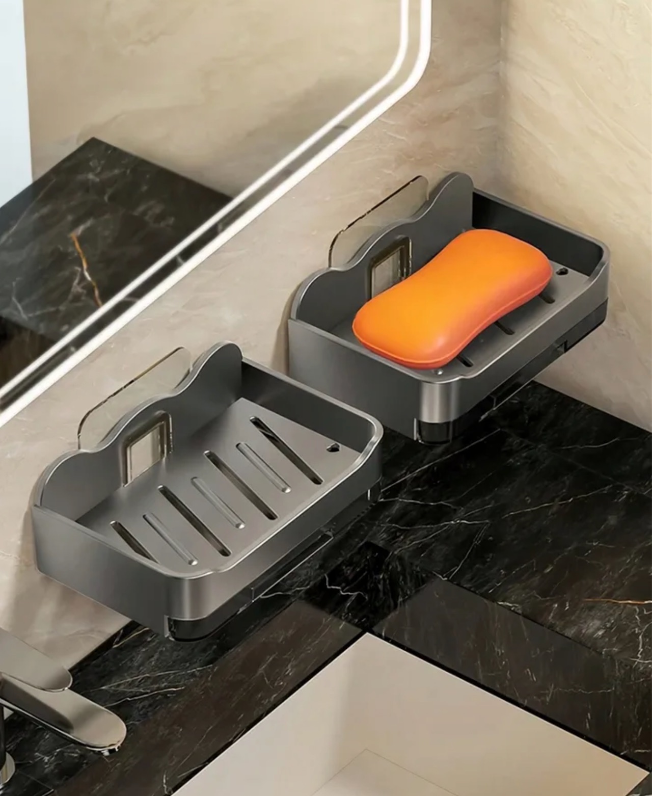 Bathroom Soap Holder Free-Punching Wall Mounted Soap Sponge Holder Organizer Double Drainage Soap Dish Bathroom Accessories