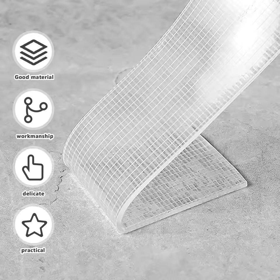 Transparent Sticky Fixed Strips Heavy Duty Double-Sided Adhesive Nano Tape Reusable Waterproof Carpet Adhesive Fiber Mesh Tapes