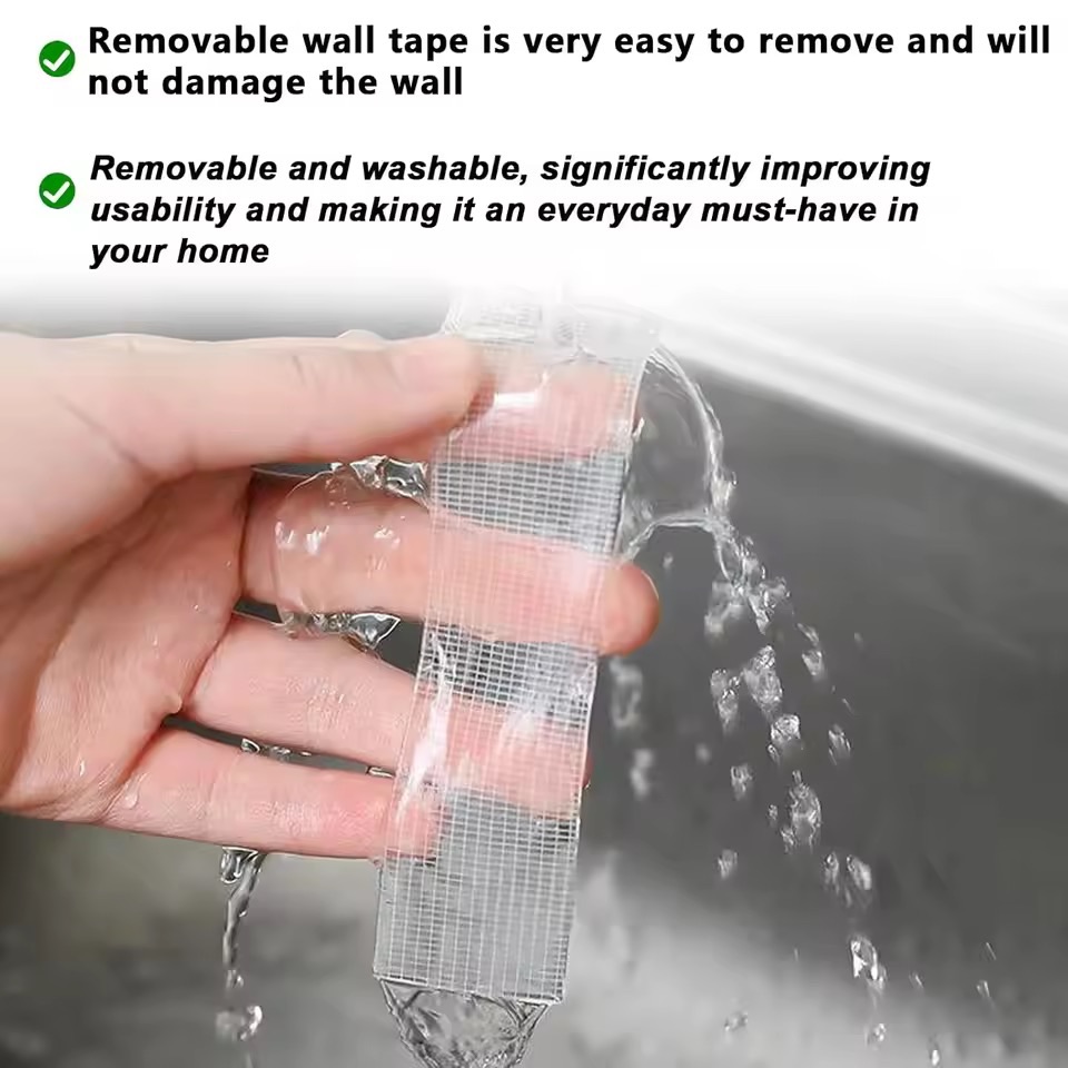 Transparent Sticky Fixed Strips Heavy Duty Double-Sided Adhesive Nano Tape Reusable Waterproof Carpet Adhesive Fiber Mesh Tapes