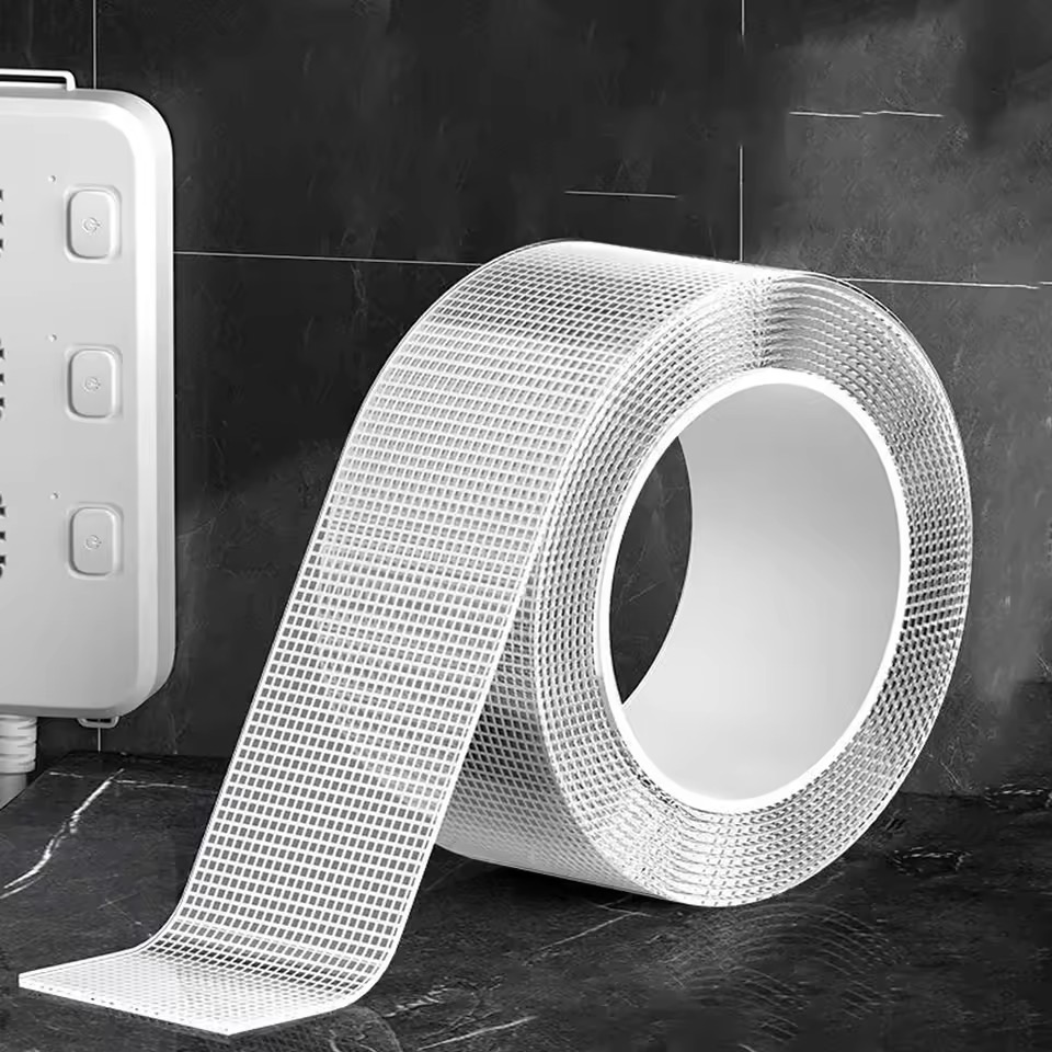 Transparent Sticky Fixed Strips Heavy Duty Double-Sided Adhesive Nano Tape Reusable Waterproof Carpet Adhesive Fiber Mesh Tapes