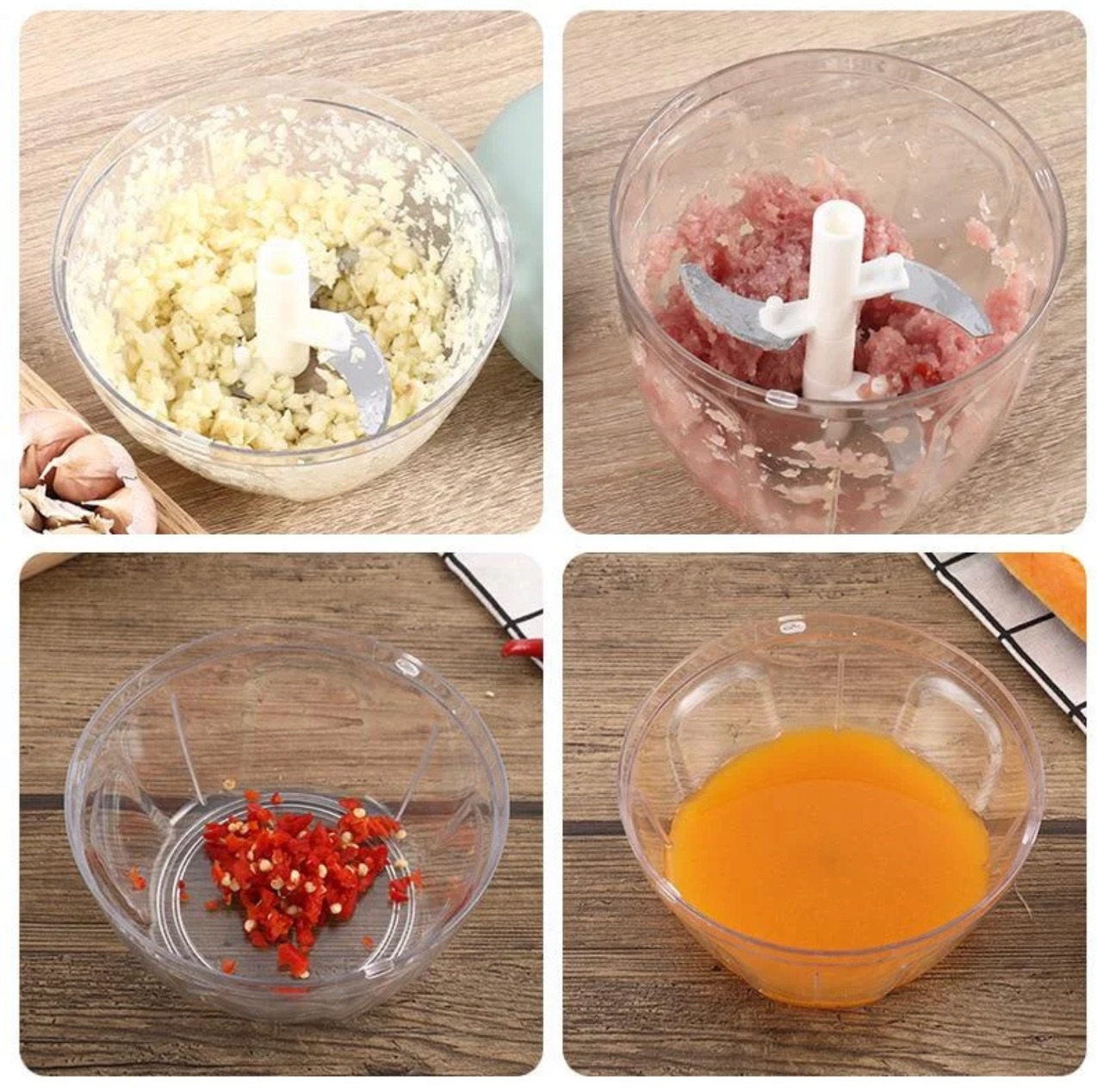 500/900ML Manual Meat Mincer Garlic Chopper Rotate Garlic Press Crusher Vegetable Onion Cutter Kitchen Cooking Accessories